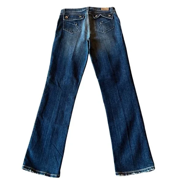 Vintage 90s / Y2K JNCO Dark Wash Distressed Bottom Straight Leg Jeans - Picture 3 of 14